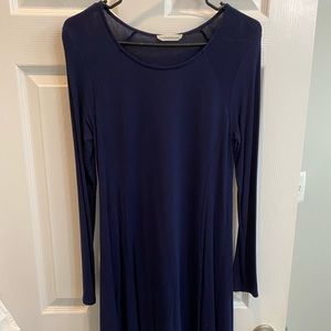 Simple Blue Long Sleeve Dress